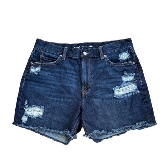 Old Navy Distressed Frayed Hem High‎ Rise Jean Shorts Sz. 12 - Picture 1 of 10